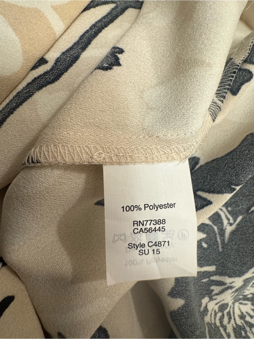 J. Crew Black Floral Print on Beige Sleeveless Blouse - Picture 5 of 5